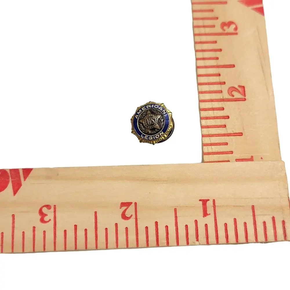Vintage American Legion Screw Back Pin PAT DE 54296 Blue Enamel US Hat Badge